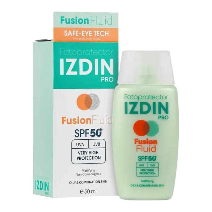ضد آفتاب فیوژن فلوئید SPF50 ایزدین پرو پوست چرب
